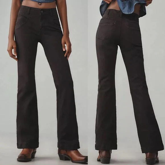 NWT Anthropologie Pilcro The Bering Demi Bootcut Pants Black - Picture 1 of 7